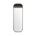 Modern Wall-Mounted Mirror with Wooden Accent and Black Frame